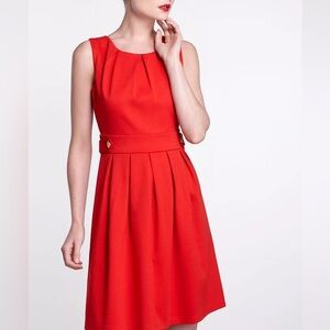 HI THERE from Karen Walker Red Sleeveless Pleated A-Line Dress Size US 10